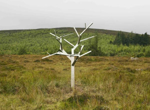 Antony Gormley's Tree for Waiting for Godot on an upland bog in the UNESCO Cuilcagh Lakelands Geopark Co. Fermanagh at the July 2019 Happy Days Enniskillen International Beckett Festival