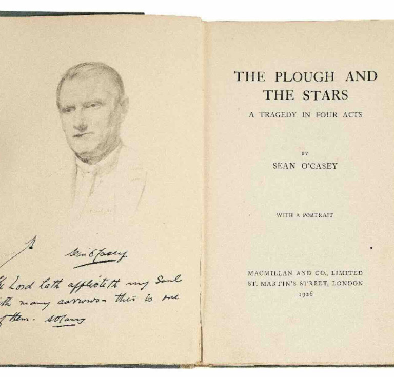 First edition of Sean O’Casey’s play The Plough and the Stars, a Tragedy in Four Acts (1926), inscribed to painter Augustus John
